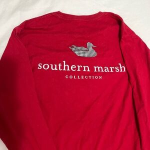 Southern Marsh Houndstooth Red Longsleeve Shirt